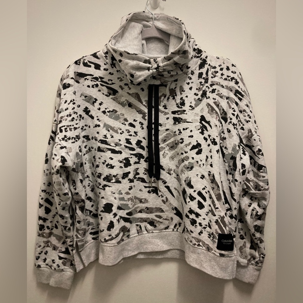 Calvin Klein Women’s Performance Gray and Black Animal Print Sweatshirt